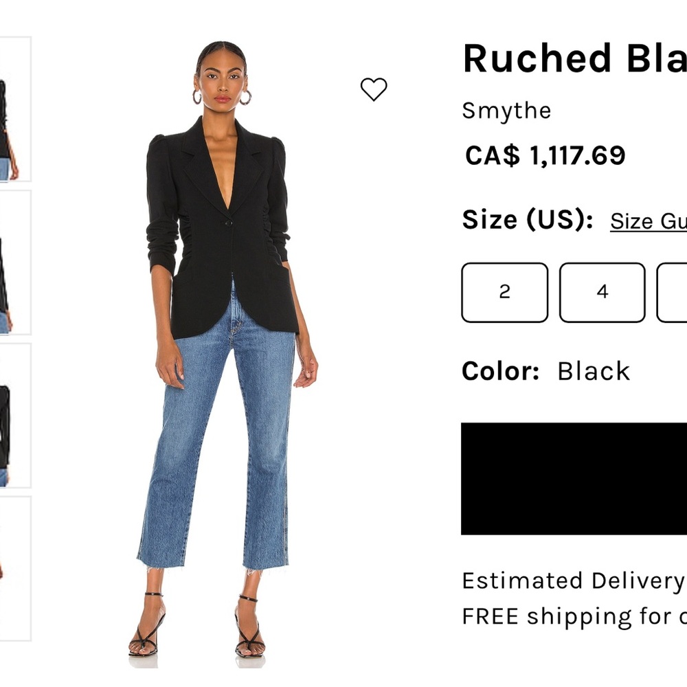 ❌SOLD❌NWT - Smythe - Rusched Blazer Size 8 - Picture 5 of 11